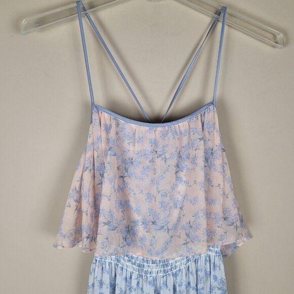 Erin Fetherston Maxi Floral Dress Spaghetti Straps Ruffle Ivory Multi Size 4 - Picture 5 of 16